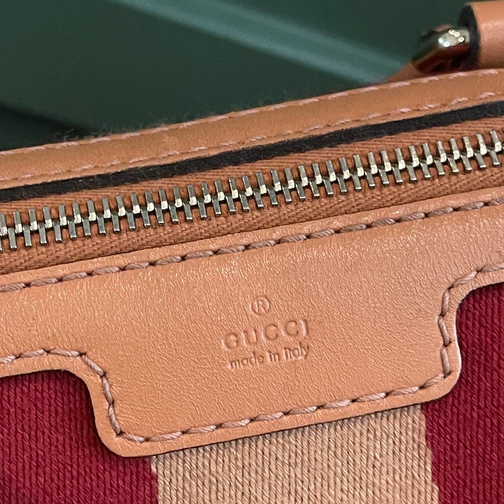 Gucci Boston GG Supreme Canvas Tan Red Crossbody - Picture 12 of 16